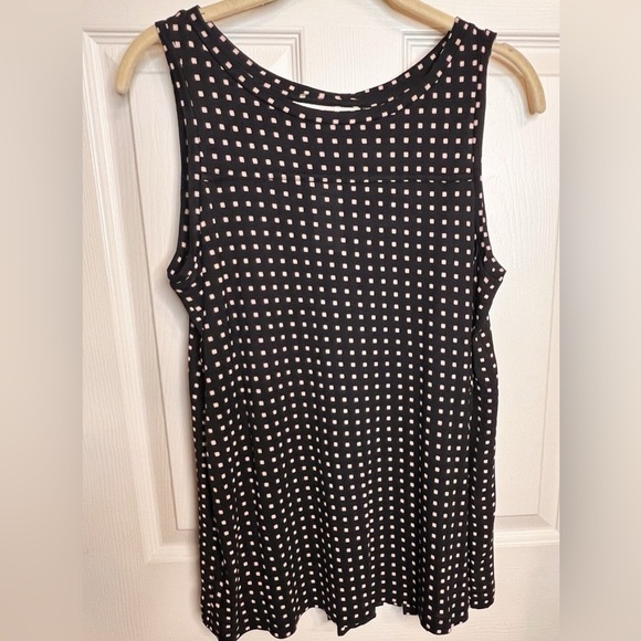 LOFT Black and Blush Pink Checkered Tank Top - Picture 2 of 3